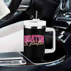 Funny Boating And Floatin Tumbler With Handle Summer Vacation Boat Lake Life TS11 Print Your Wear