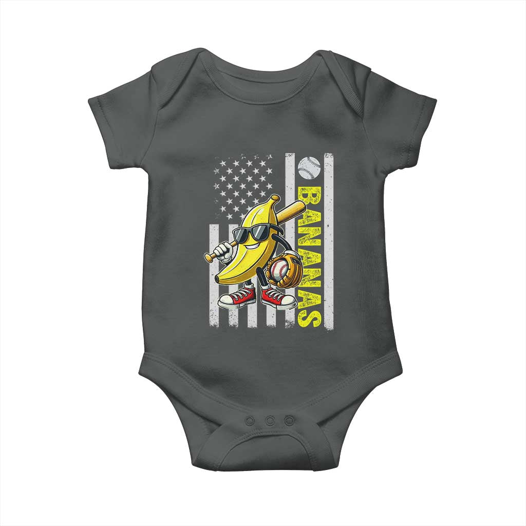 Funny Bananas Lover Baseball Vintage American Flag Baby Onesie TS11 Dark Heather Print Your Wear