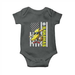 Funny Bananas Lover Baseball Vintage American Flag Baby Onesie TS11 Dark Heather Print Your Wear