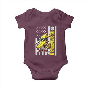 Funny Bananas Lover Baseball Vintage American Flag Baby Onesie TS11 Maroon Print Your Wear