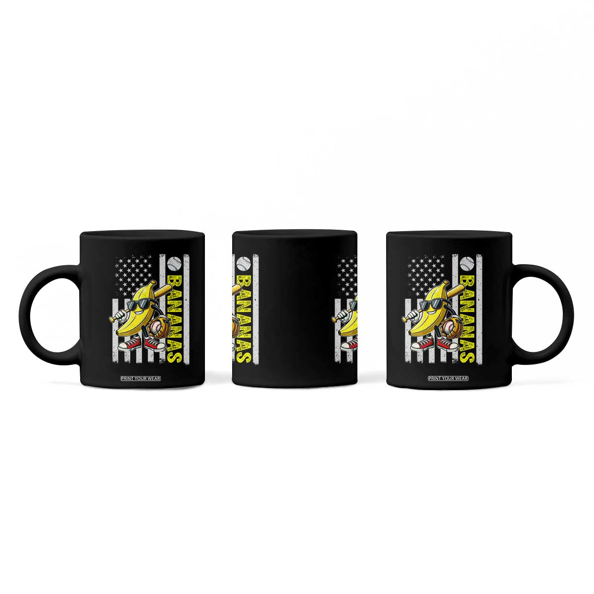Funny Bananas Lover Baseball Vintage American Flag Coffee Mug TS11 Print Your Wear