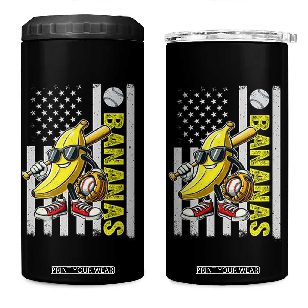 Funny Bananas Lover Baseball Vintage American Flag 4 in 1 Can Cooler Tumbler TS11 One Size: 16 oz Black Print Your Wear