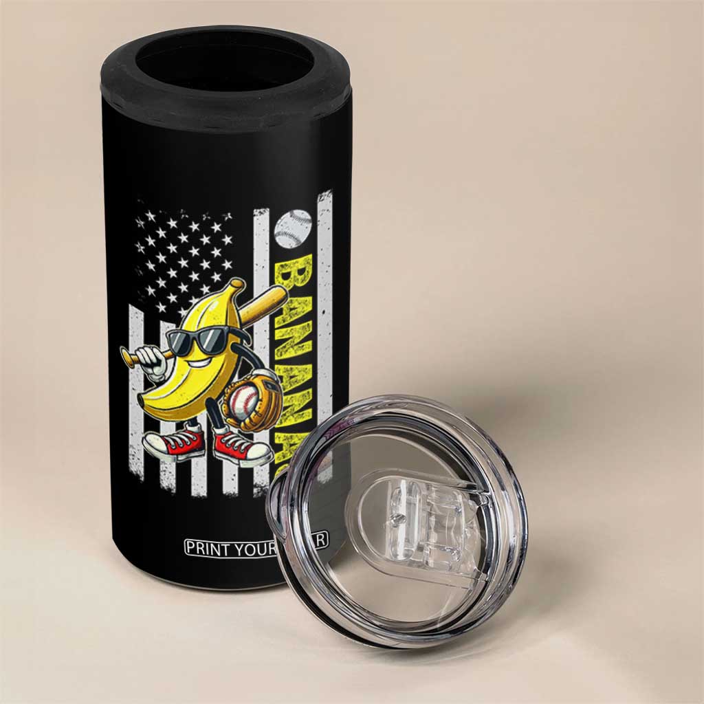 Funny Bananas Lover Baseball Vintage American Flag 4 in 1 Can Cooler Tumbler TS11 Print Your Wear