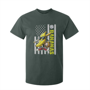 Funny Bananas Lover Baseball Vintage American Flag T Shirt For Kid TS11 Dark Forest Green Print Your Wear