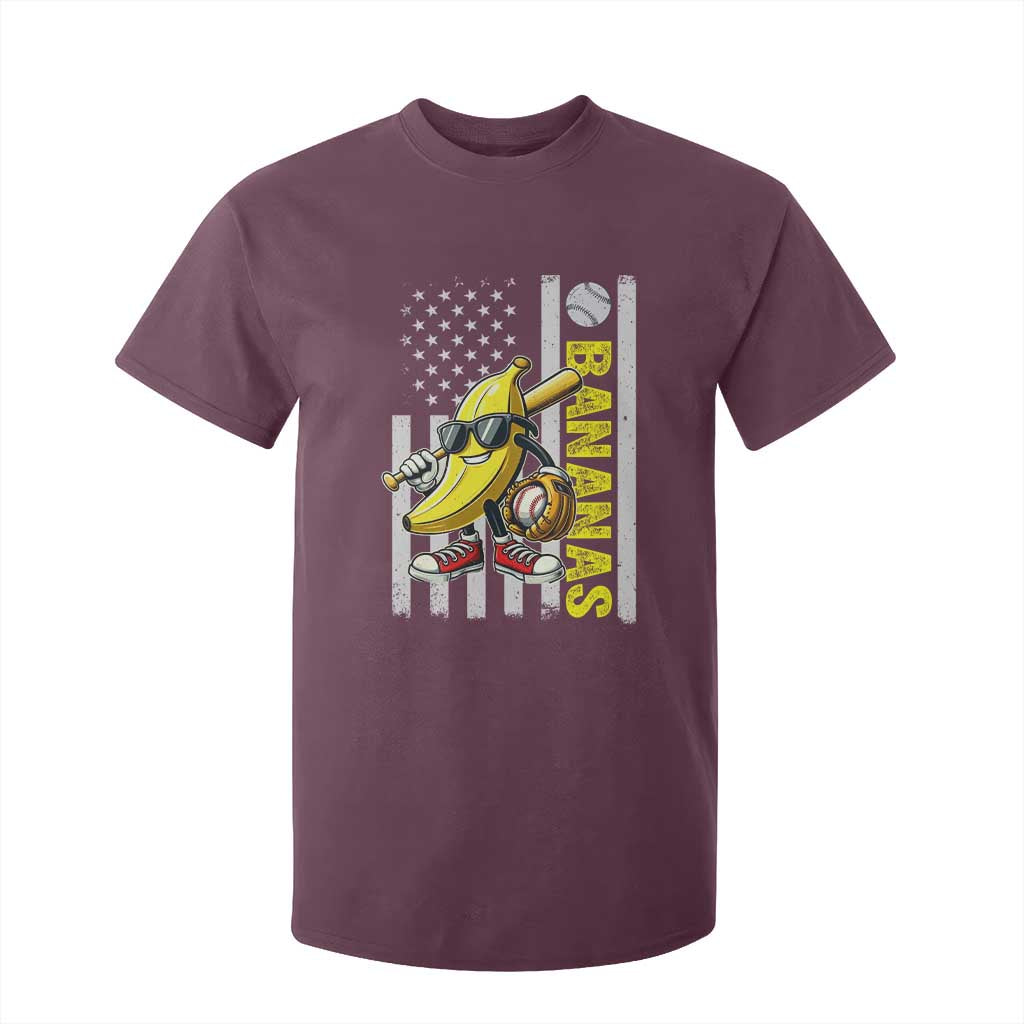 Funny Bananas Lover Baseball Vintage American Flag T Shirt For Kid TS11 Maroon Print Your Wear