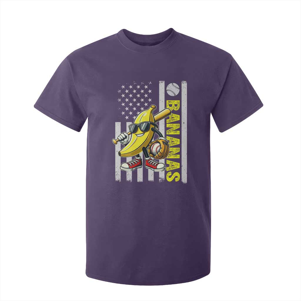 Funny Bananas Lover Baseball Vintage American Flag T Shirt For Kid TS11 Purple Print Your Wear