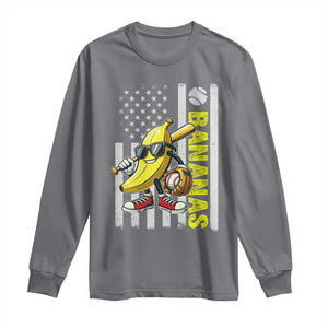 Funny Bananas Lover Baseball Vintage American Flag Long Sleeve Shirt TS11 Charcoal Print Your Wear