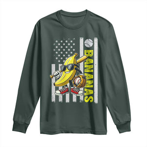 Funny Bananas Lover Baseball Vintage American Flag Long Sleeve Shirt TS11 Dark Forest Green Print Your Wear