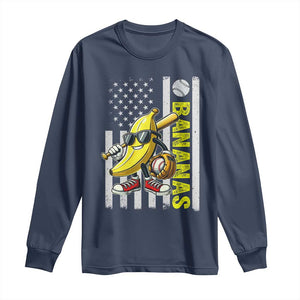 Funny Bananas Lover Baseball Vintage American Flag Long Sleeve Shirt TS11 Navy Print Your Wear