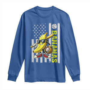 Funny Bananas Lover Baseball Vintage American Flag Long Sleeve Shirt TS11 Royal Blue Print Your Wear