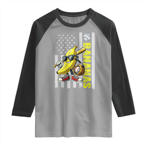 Funny Bananas Lover Baseball Vintage American Flag Raglan Shirt TS11 Sport Gray Black Print Your Wear