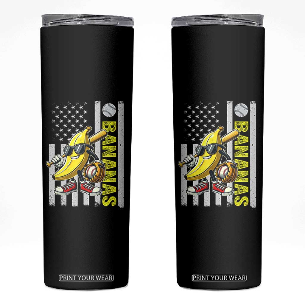 Funny Bananas Lover Baseball Vintage American Flag Skinny Tumbler TS11 Black Print Your Wear