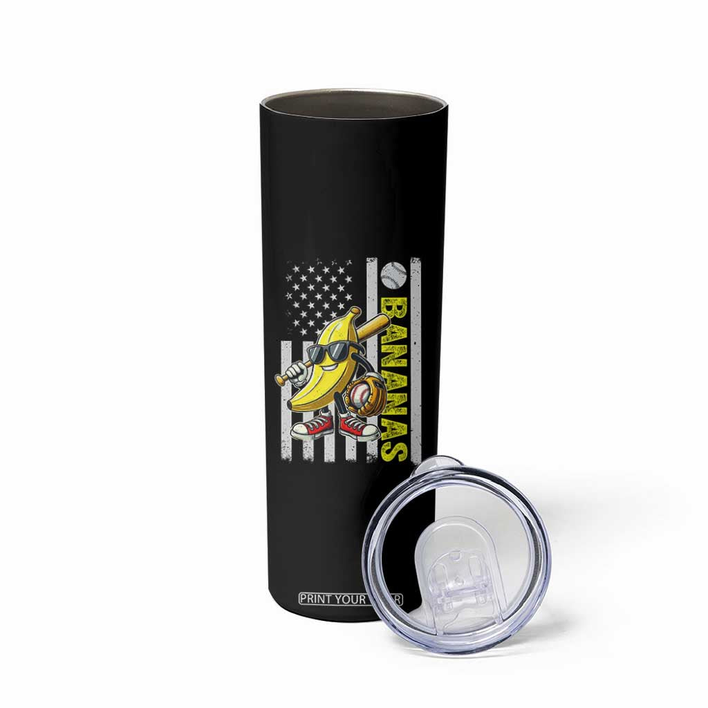 Funny Bananas Lover Baseball Vintage American Flag Skinny Tumbler TS11 Print Your Wear