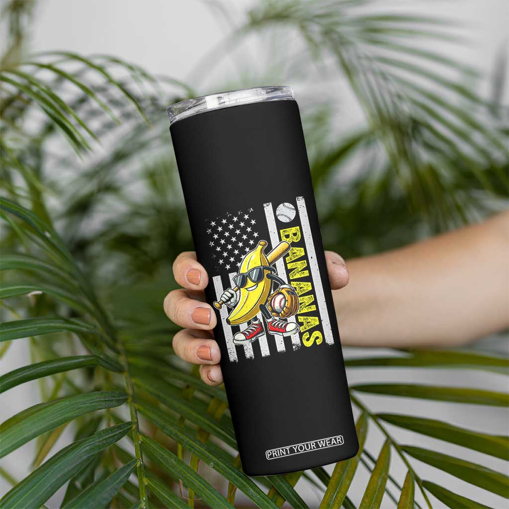 Funny Bananas Lover Baseball Vintage American Flag Skinny Tumbler TS11 Print Your Wear
