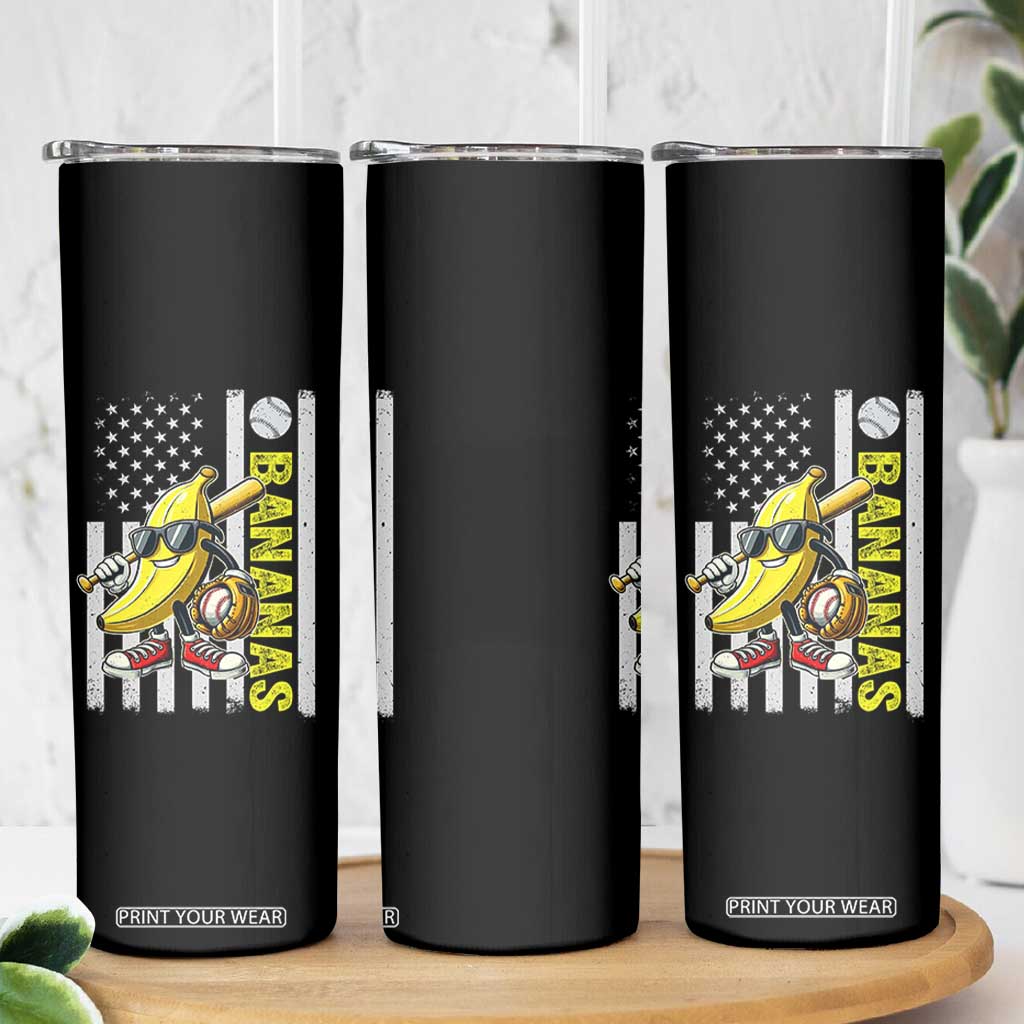 Funny Bananas Lover Baseball Vintage American Flag Skinny Tumbler TS11 Print Your Wear