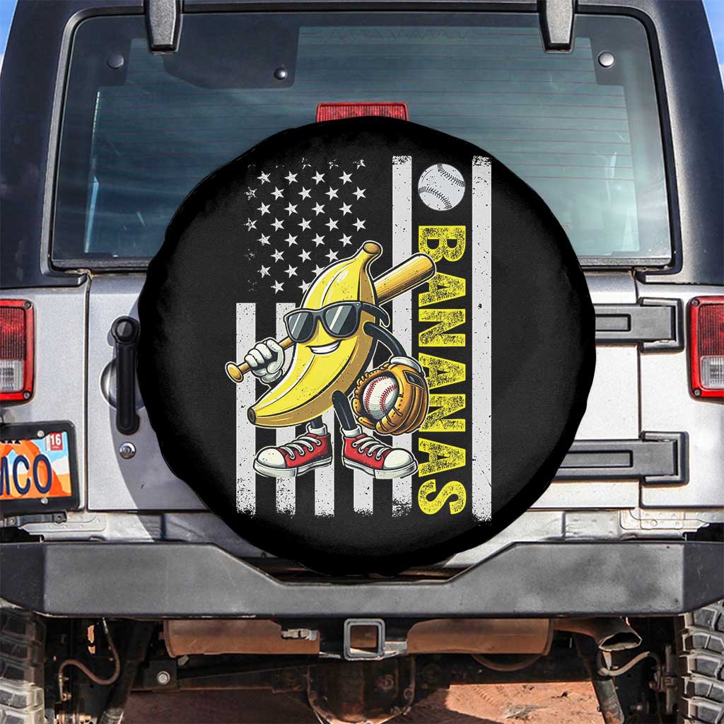 Funny Bananas Lover Baseball Vintage American Flag Spare Tire Cover TS11 No hole Black Print Your Wear
