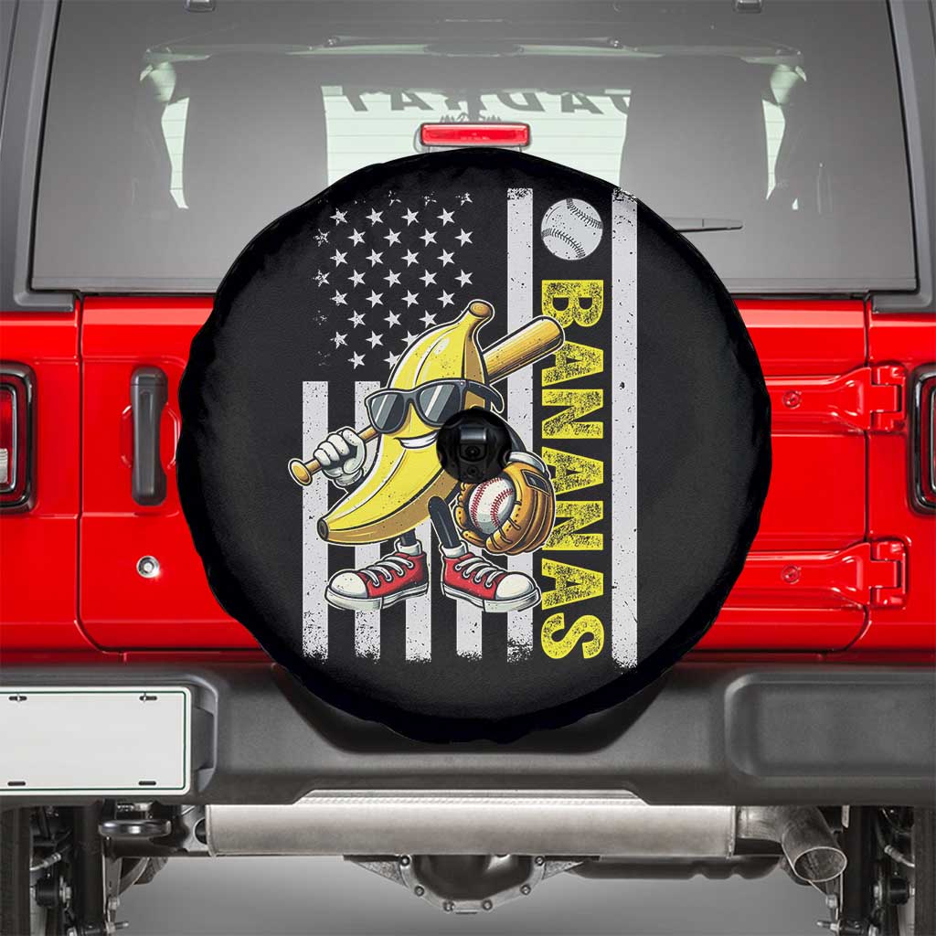 Funny Bananas Lover Baseball Vintage American Flag Spare Tire Cover TS11 Black Print Your Wear