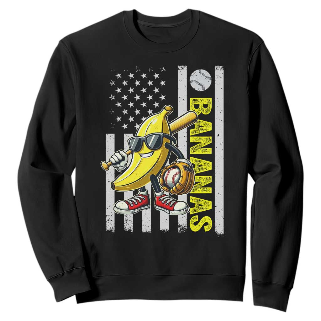 Funny Bananas Lover Baseball Vintage American Flag Sweatshirt TS11 Black Print Your Wear