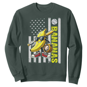 Funny Bananas Lover Baseball Vintage American Flag Sweatshirt TS11 Dark Forest Green Print Your Wear
