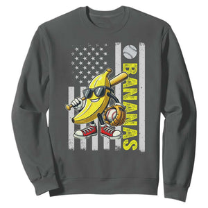 Funny Bananas Lover Baseball Vintage American Flag Sweatshirt TS11 Dark Heather Print Your Wear
