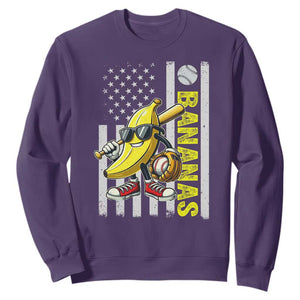 Funny Bananas Lover Baseball Vintage American Flag Sweatshirt TS11 Purple Print Your Wear