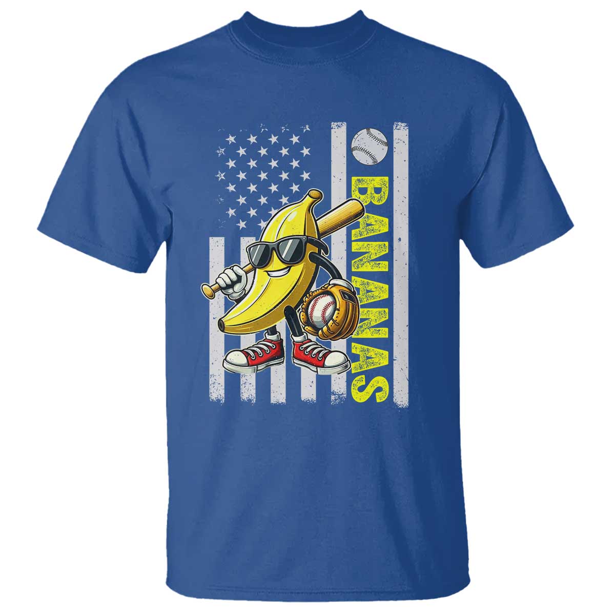 Funny Bananas Lover Baseball Vintage American Flag T Shirt TS11 Royal Blue Print Your Wear