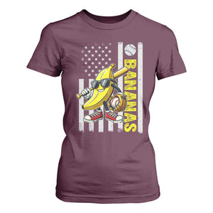 Funny Bananas Lover Baseball Vintage American Flag T Shirt For Women TS11 Maroon Print Your Wear