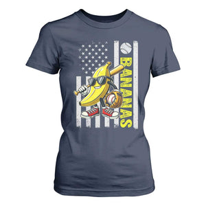 Funny Bananas Lover Baseball Vintage American Flag T Shirt For Women TS11 Navy Print Your Wear