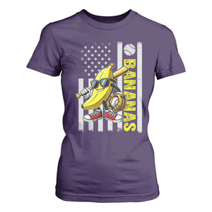 Funny Bananas Lover Baseball Vintage American Flag T Shirt For Women TS11 Purple Print Your Wear