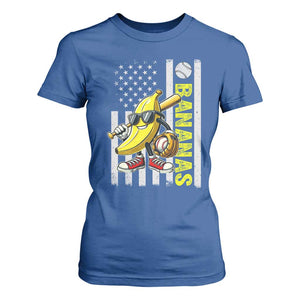 Funny Bananas Lover Baseball Vintage American Flag T Shirt For Women TS11 Royal Blue Print Your Wear