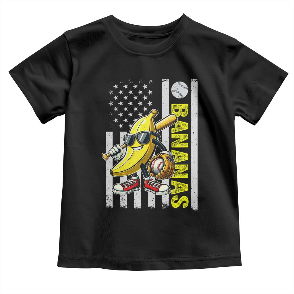 Funny Bananas Lover Baseball Vintage American Flag Toddler T Shirt TS11 Black Print Your Wear