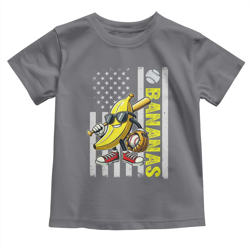 Funny Bananas Lover Baseball Vintage American Flag Toddler T Shirt TS11 Charcoal Print Your Wear