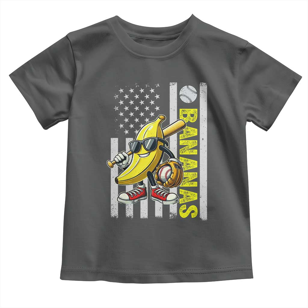 Funny Bananas Lover Baseball Vintage American Flag Toddler T Shirt TS11 Dark Heather Print Your Wear