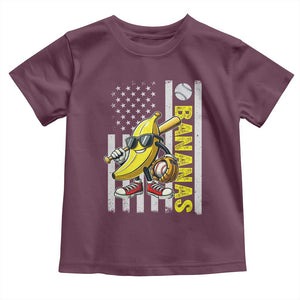 Funny Bananas Lover Baseball Vintage American Flag Toddler T Shirt TS11 Maroon Print Your Wear