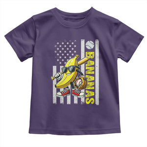 Funny Bananas Lover Baseball Vintage American Flag Toddler T Shirt TS11 Purple Print Your Wear