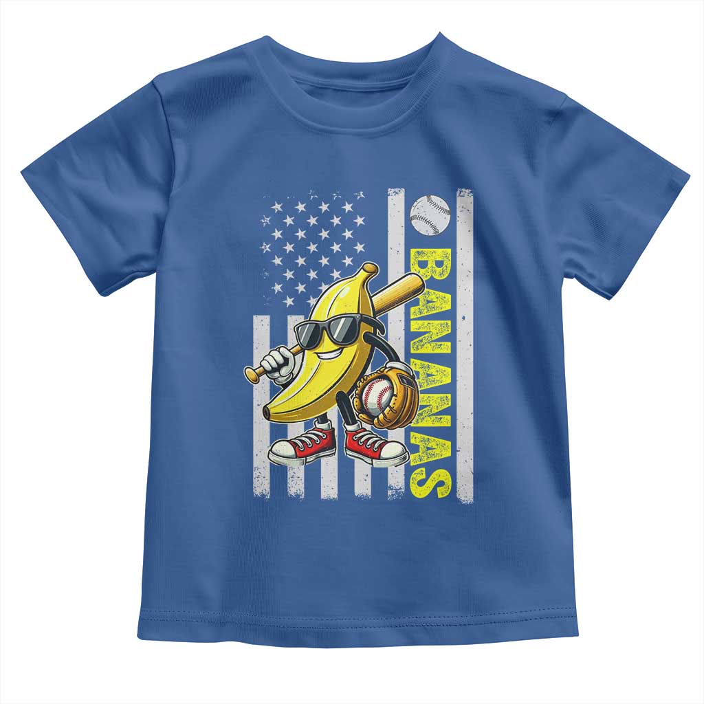 Funny Bananas Lover Baseball Vintage American Flag Toddler T Shirt TS11 Royal Blue Print Your Wear