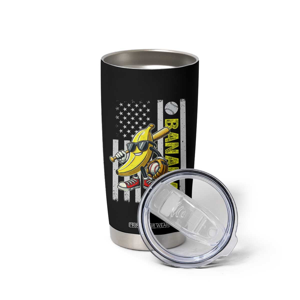 Funny Bananas Lover Baseball Vintage American Flag Tumbler Cup TS11 Print Your Wear