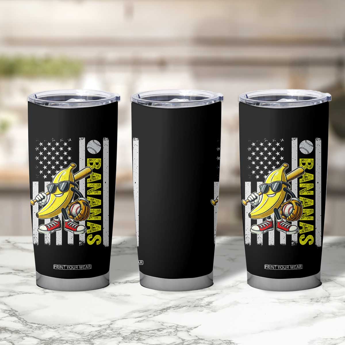 Funny Bananas Lover Baseball Vintage American Flag Tumbler Cup TS11 Print Your Wear