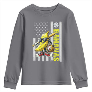 Funny Bananas Lover Baseball Vintage American Flag Youth Sweatshirt TS11 Charcoal Print Your Wear