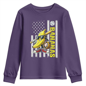 Funny Bananas Lover Baseball Vintage American Flag Youth Sweatshirt TS11 Purple Print Your Wear