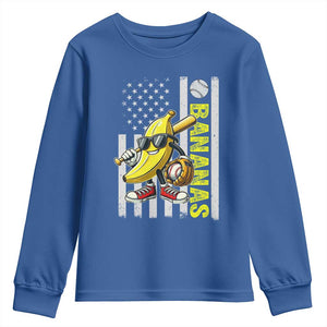 Funny Bananas Lover Baseball Vintage American Flag Youth Sweatshirt TS11 Royal Blue Print Your Wear