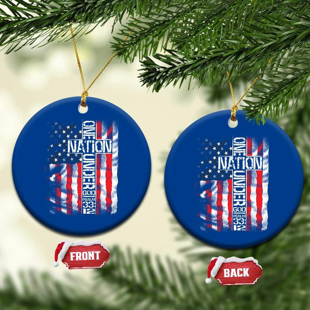 One Nation Under God Ceramic Ornament 4th Of July Patriotic Christian Vintage Cross American Flag TS11 1pc Blue Print Your Wear