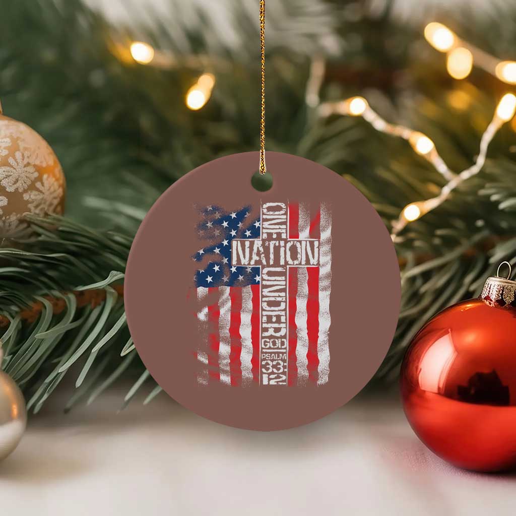 One Nation Under God Ceramic Ornament 4th Of July Patriotic Christian Vintage Cross American Flag TS11 1pc Mocha Print Your Wear