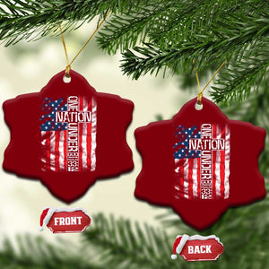 One Nation Under God Ceramic Ornament 4th Of July Patriotic Christian Vintage Cross American Flag TS11 Print Your Wear