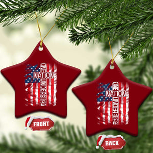 One Nation Under God Ceramic Ornament 4th Of July Patriotic Christian Vintage Cross American Flag TS11 Print Your Wear