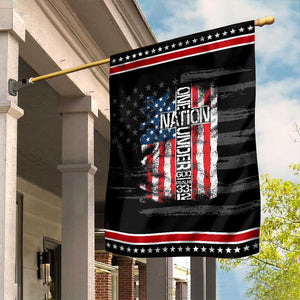 One Nation Under God Garden Flag 4th Of July Patriotic Christian Vintage Cross American Flag TS11 Distressed Black Red Print Your Wear