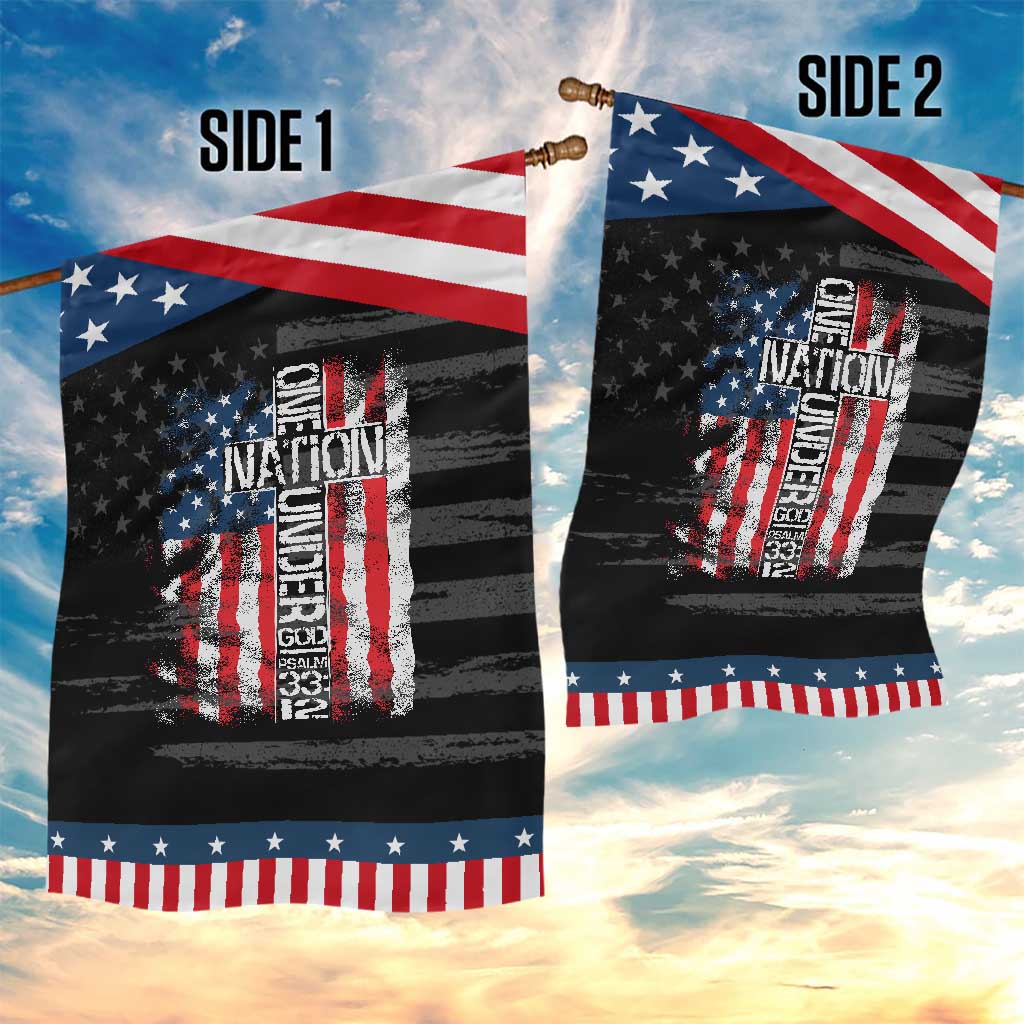 One Nation Under God Garden Flag 4th Of July Patriotic Christian Vintage Cross American Flag TS11 Print Your Wear