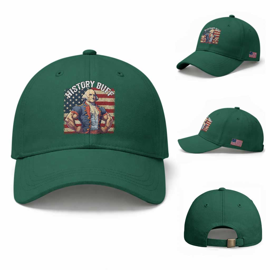 Funny George Washington Weightlifting History Buff Baseball Cap 4th of July Patriotic
