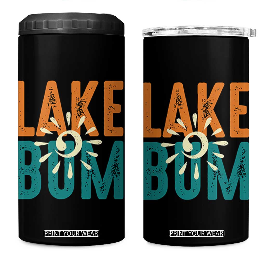 Funny Lake Bum Summer Vacation 4 in 1 Can Cooler Tumbler Lake Life Sun Light TS11 One Size: 16 oz Black Print Your Wear