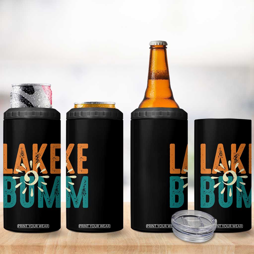 Funny Lake Bum Summer Vacation 4 in 1 Can Cooler Tumbler Lake Life Sun Light TS11 Print Your Wear